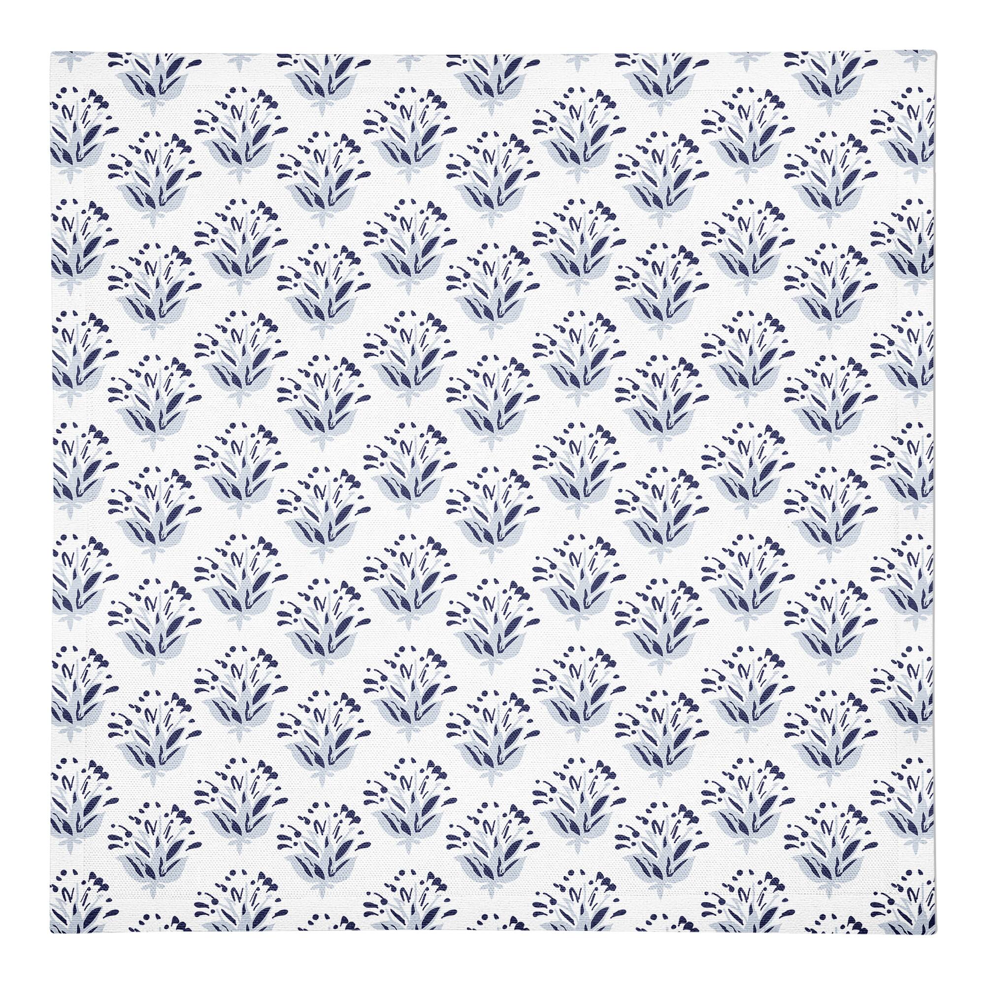 Blue Floral Pattern 10" x 10" Poly Twill Napkin